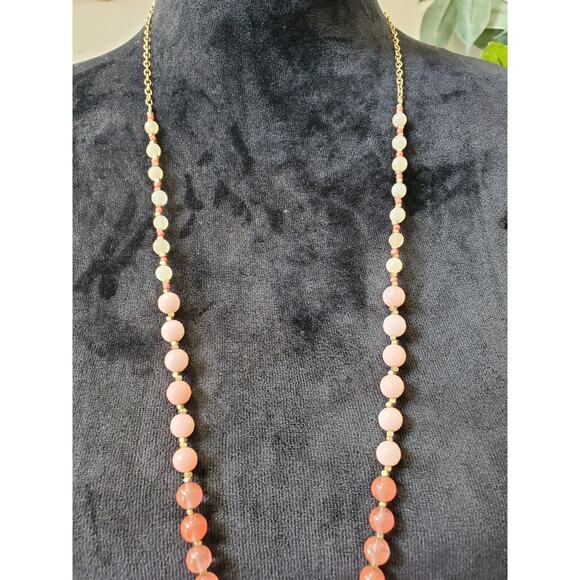 Stony Women's Pink Ball & Beaded Pearl Chunky Fashion Jewelry Long Necklace - Picture 4 of 7
